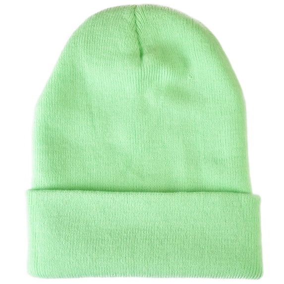 Unisex Plain 12 Inch Long Cuff Beanie, Mint