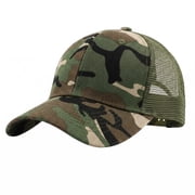 Unisex Plain Baseball Cap Sun Visor Mesh Back Adjustable Ball Trucker Hat Camo Woodland