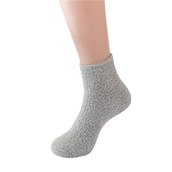 Unisex Plain Ankle Socks Cozy Plush Winter Socks Warm Soft Floor Casual Home Socks