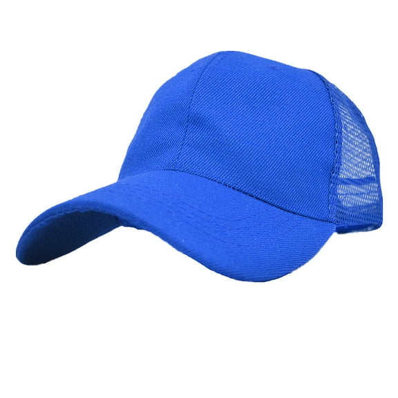 Unisex Plain Solid Baseball Cap Sun Visor Mesh Back Adjustable Ball Trucker Hat Blue