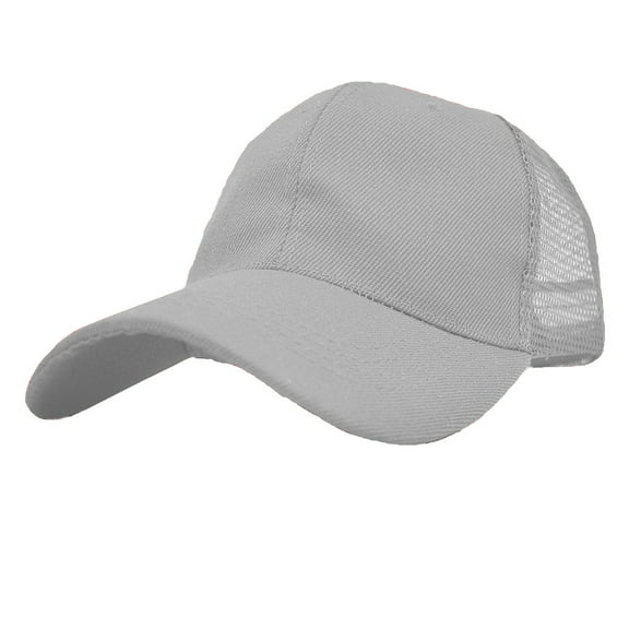 Unisex Plain Solid Baseball Cap Sun Visor Mesh Back Adjustable Ball Trucker Hat Gray