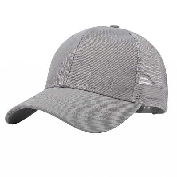 Unisex Plain Solid Baseball Cap Sun Visor Mesh Back Adjustable Ball Trucker Hat Gray
