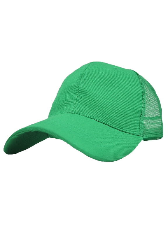 Unisex Plain Solid Baseball Cap Sun Visor Mesh Back Adjustable Ball Trucker Hat Green