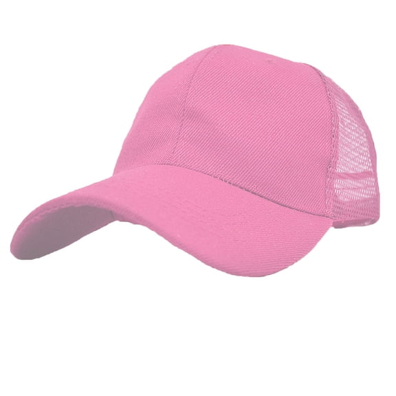 Unisex Plain Solid Baseball Cap Sun Visor Mesh Back Adjustable Ball Trucker Hat Pink