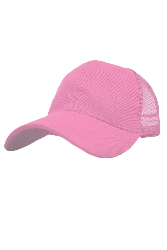 Unisex Plain Solid Baseball Cap Sun Visor Mesh Back Adjustable Ball Trucker Hat Pink