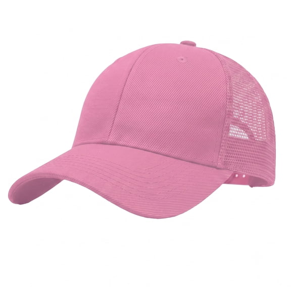 Unisex Plain Solid Baseball Cap Sun Visor Mesh Back Adjustable Ball Trucker Hat Pink