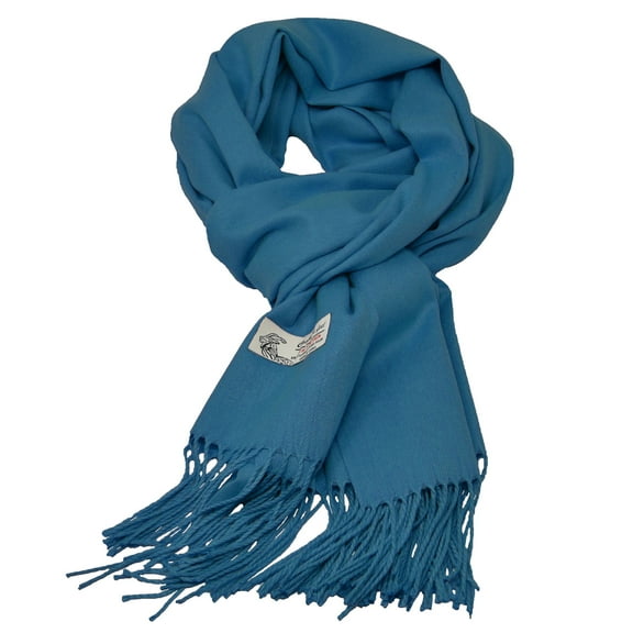 Unisex Plain Solid Winter Scarf Oversized Soft Warm Shawl Wrap Wide Scarves 74"x26" Cyan