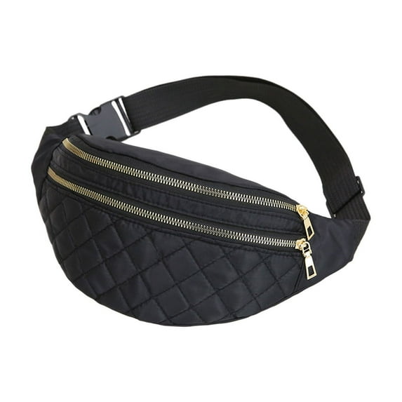 Unisex Plus Size Fanny Pack, 2-Zipper Pocket Adjustable Strap, Crossbody Belt Bag, Store Essentials for Travel Cycle Run Daily Use ( Black )