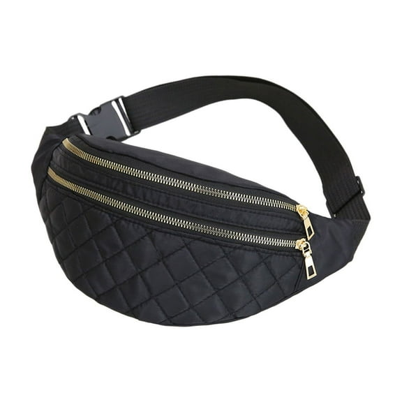 Unisex Plus Size Fanny Pack, 2-Zipper Pocket Adjustable Strap, Crossbody Belt Bag, Store Essentials for Travel Cycle Run Daily Use ( Black )