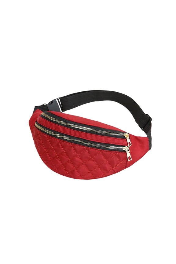 Unisex Plus Size Fanny Pack, 2-Zipper Pocket Adjustable Strap, Crossbody Belt Bag, Store Essentials for Travel Cycle Run Daily Use ( Red )