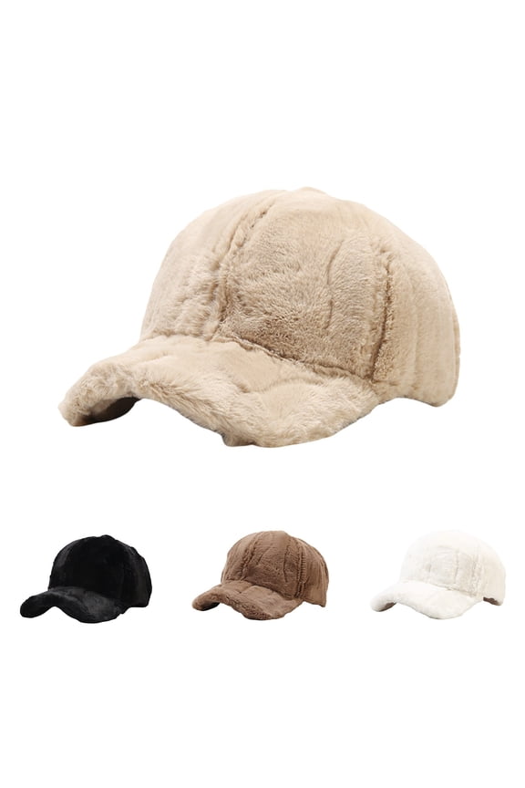 Unisex Plush Baseball Cap Winter Warm Wool Lambswool Style for Women Men