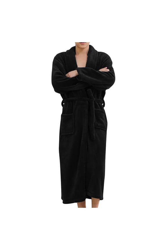 Unisex Plush Robes For Women Men, Fleece Fuzzy Womens Men Robe,Soft Warm Men Women's Bathrobe with Hood for Bath Spa Shower House Black L