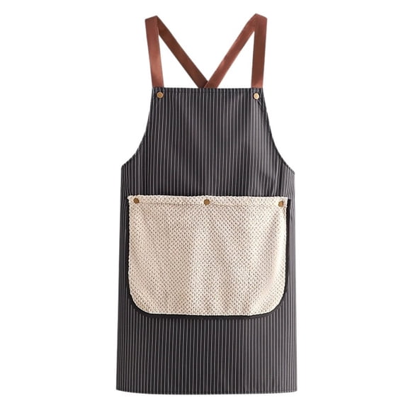 Unisex Pocket Apron, for Women and Men Cross Back Design with Towel,Pinstripe Cross-Back Kitchen (black)