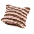 thumbnail image 1 of Unisex Pointed Pullover Cute Cat Ears Women's Hats Ins Little Devil Knitted Wool Cap Striped Japanese Beanie Hat PINK, 1 of 1