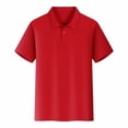thumbnail image 1 of Unisex Polo Shirt Short Sleeve Solid Color Button Down Collared Work Casual Top Men Women Summer Everyday Wear, 1 of 3
