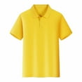 thumbnail image 1 of Unisex Polo Shirt Short Sleeve Solid Color Button Down Collared Work Casual Top Men Women Summer Everyday Wear, 1 of 3