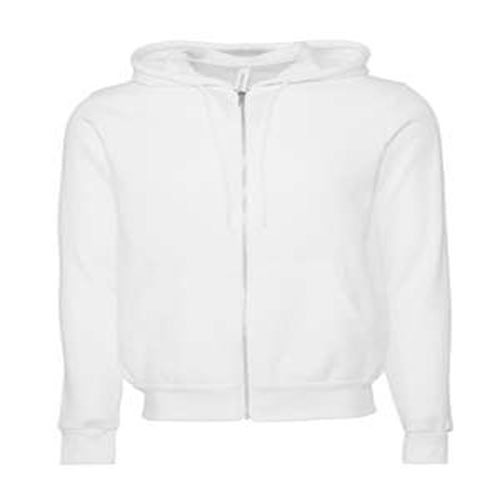 Unisex Poly-Cotton Fleece Full-Zip Hooded Sweatshirt - DTG WHITE - XS