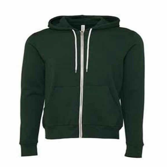 Unisex Poly-Cotton Fleece Full-Zip Hooded Sweatshirt - FOREST - S