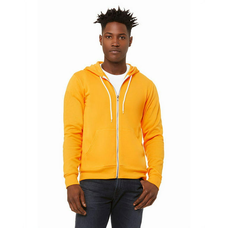 Unisex Poly-Cotton Fleece Full-Zip Hooded Sweatshirt - GOLD - L