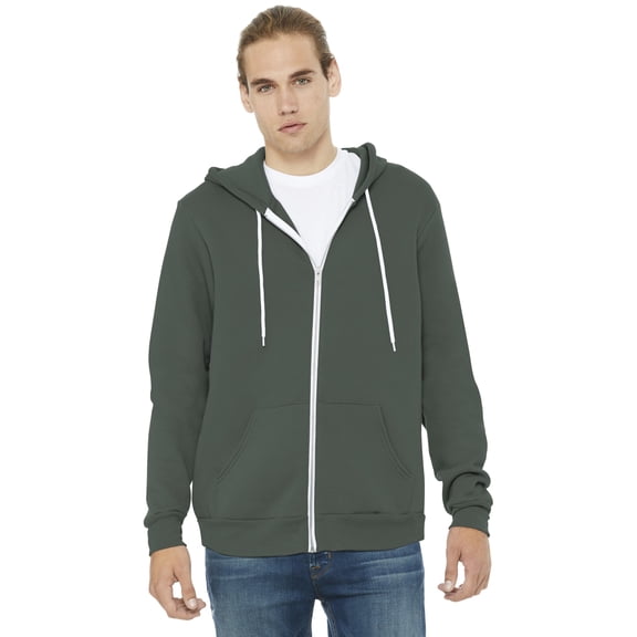 Unisex Poly-Cotton Fleece Full-Zip Hooded Sweatshirt - MILITARY GREEN - L