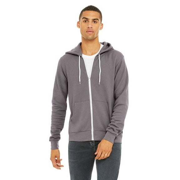 Unisex Poly-Cotton Fleece Full-Zip Hooded Sweatshirt - STORM - L