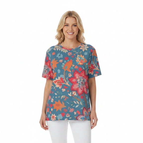 Unisex Poly T-Shirt with Floral Print