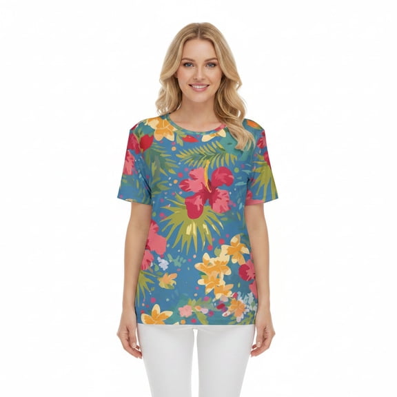 Unisex Poly T-Shirt with Floral Print