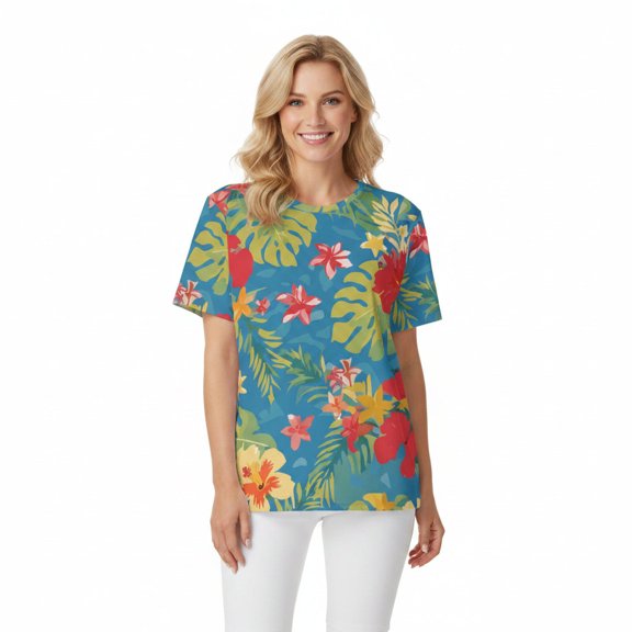 Unisex Poly T-Shirt with Floral Print