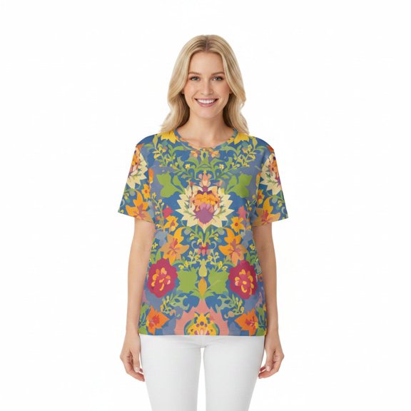 Unisex Poly T-Shirt with Floral Print