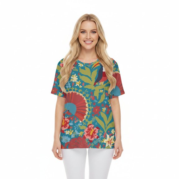 Unisex Poly T-Shirt with Floral Print