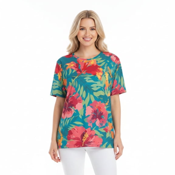 Unisex Poly T-Shirt with Floral Print