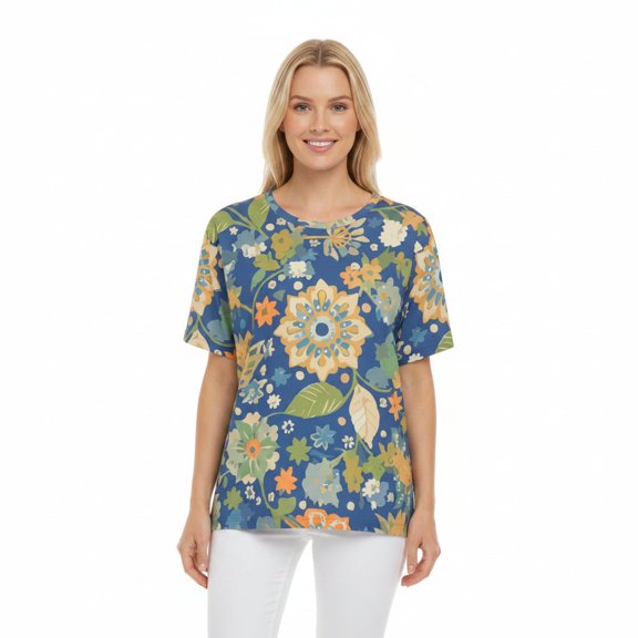 Unisex Poly T-Shirt with Floral Print