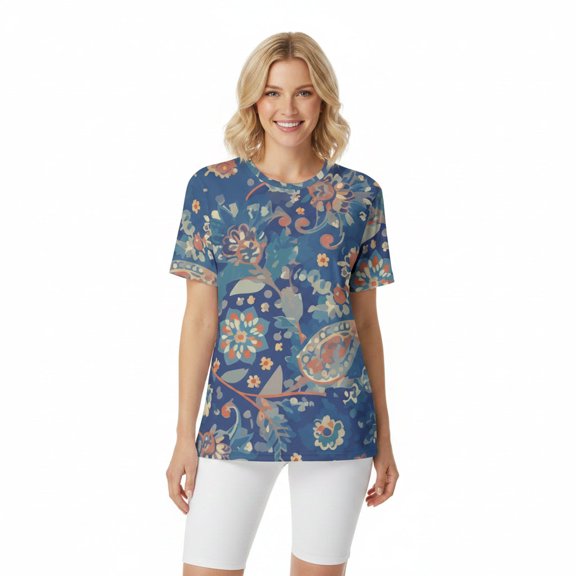 Unisex Poly T-Shirt with Floral Print