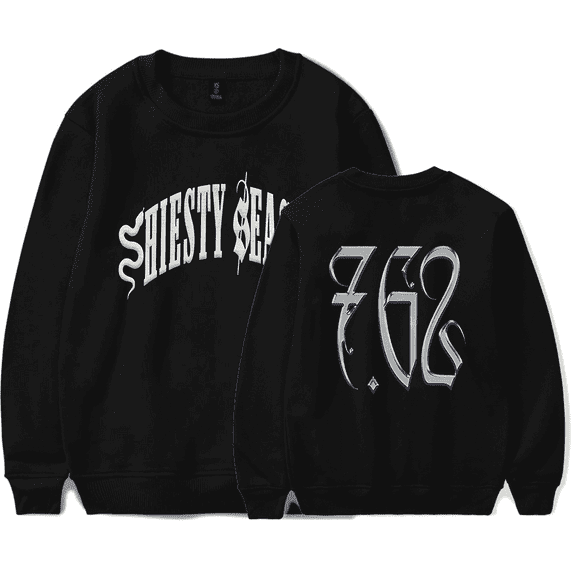 Unisex Pooh Shiesty Classic Print Long Sleeve Crewneck Sweatshirt - Winter Warm Streetwear,L,Black