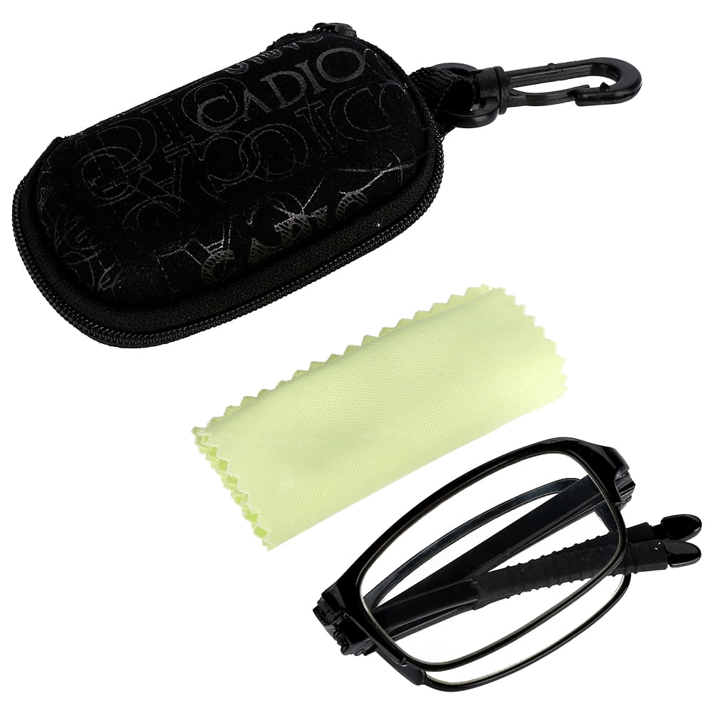 Unisex portable lightweight foldable ultra thin black reading glasses
