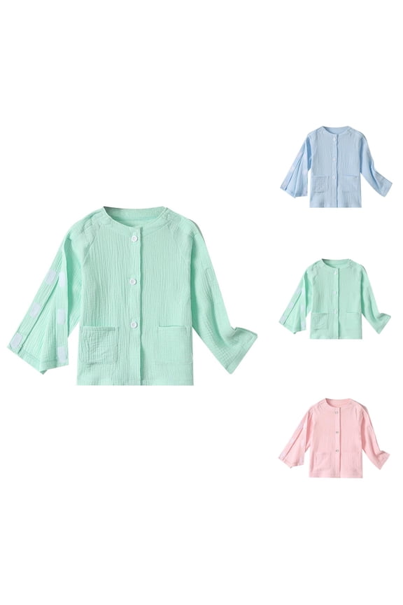 Unisex Post Shoulder Long Sleeve Shirts for Kids with All Stick-On Fasteners, Adaptive Recovery Clothing for Special Needs, Full Open Fracture Design with Magic Stick Closure