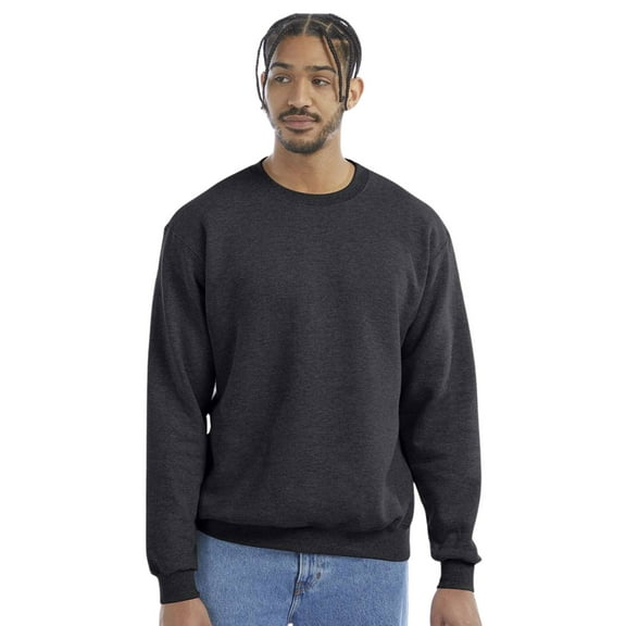Unisex Powerblend Crewneck Long Sleeve Sweatshirt, 50/25/25 Cotton/Polyester/Recycled Polyester Fleece Winter Sweater (Charcoal-Heather , M)