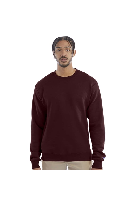 Unisex Powerblend Crewneck Long Sleeve Sweatshirt, 50/25/25 Cotton/Polyester/Recycled Polyester Fleece Winter Sweater (Maroon , XL)