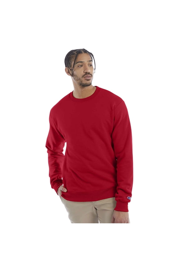Unisex Powerblend Crewneck Long Sleeve Sweatshirt, 50/25/25 Cotton/Polyester/Recycled Polyester Fleece Winter Sweater (Scarlet , L)