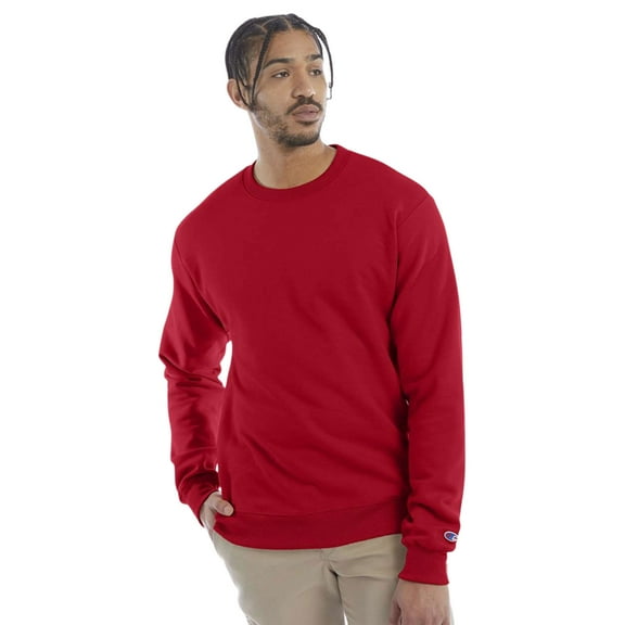Unisex Powerblend Crewneck Long Sleeve Sweatshirt, 50/25/25 Cotton/Polyester/Recycled Polyester Fleece Winter Sweater (Scarlet , M)