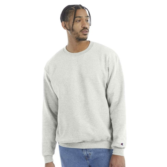 Unisex Powerblend Crewneck Long Sleeve Sweatshirt, 50/25/25 Cotton/Polyester/Recycled Polyester Fleece Winter Sweater (Silver-Grey , L)