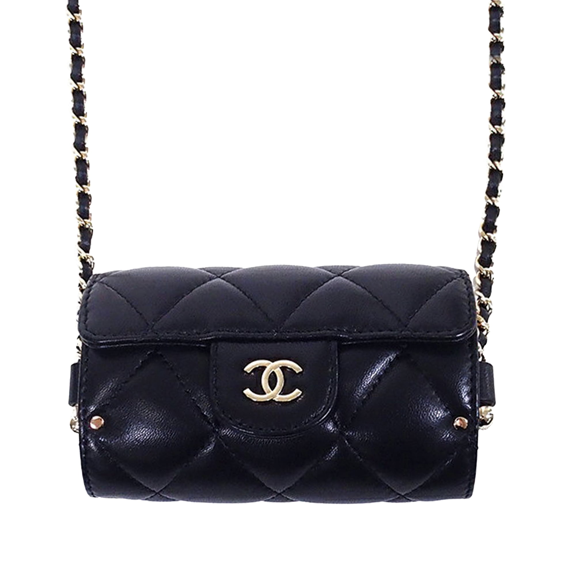 Unisex Pre-Owned Authenticated Chanel Matelasse Mini Crossbody Bag Lambskin  Leather Black