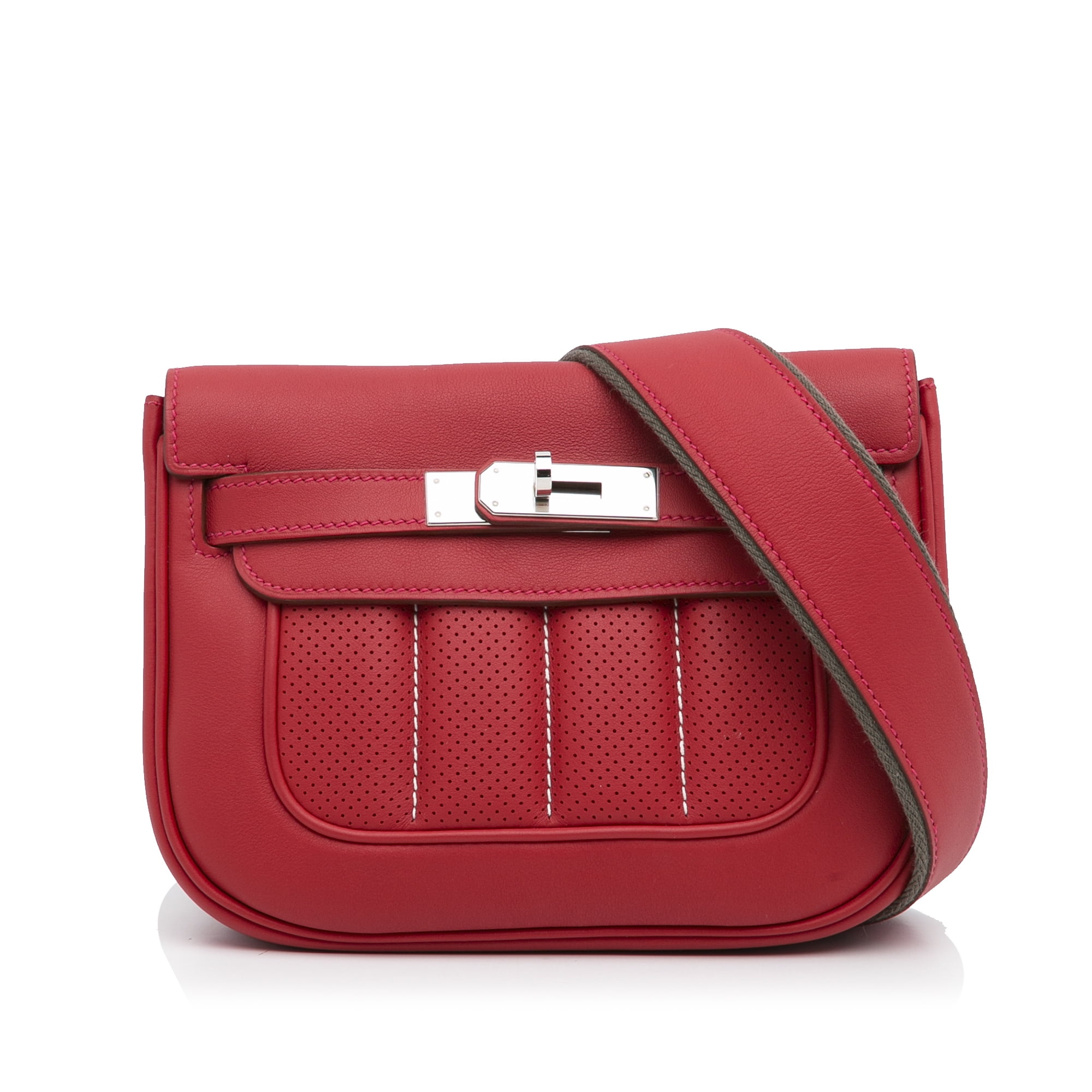 used Unisex Pre-owned Authenticated Hermes Mini Swift Berline Crossbody Calf Leather Red Crossbody Bag, Adult Unisex, Size: Small