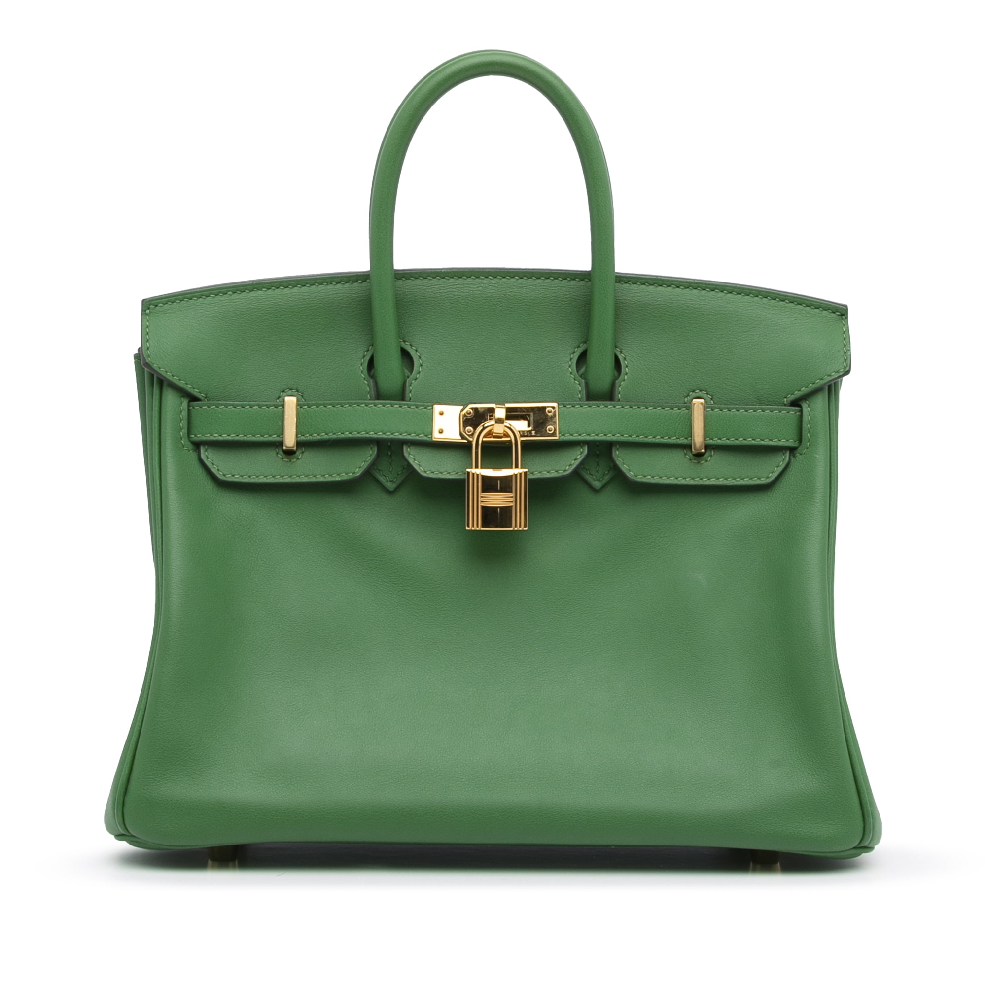 Unisex Pre-Owned Authenticated Hermes Swift Birkin 25 Calf Leather Green  Handbag Top HandleBag 