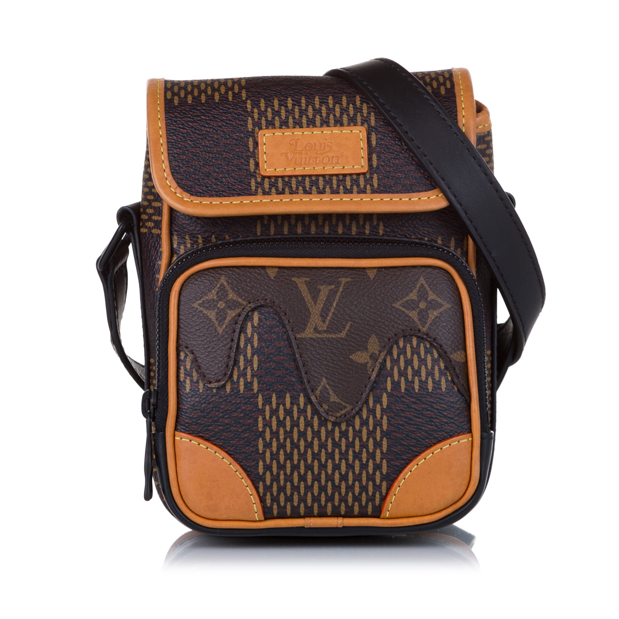 Unisex Pre-Owned Authenticated Louis Vuitton LV x Nigo Giant Damier Ebene  Monogram Nano e Messenger Canvas Brown Crossbody Bag 