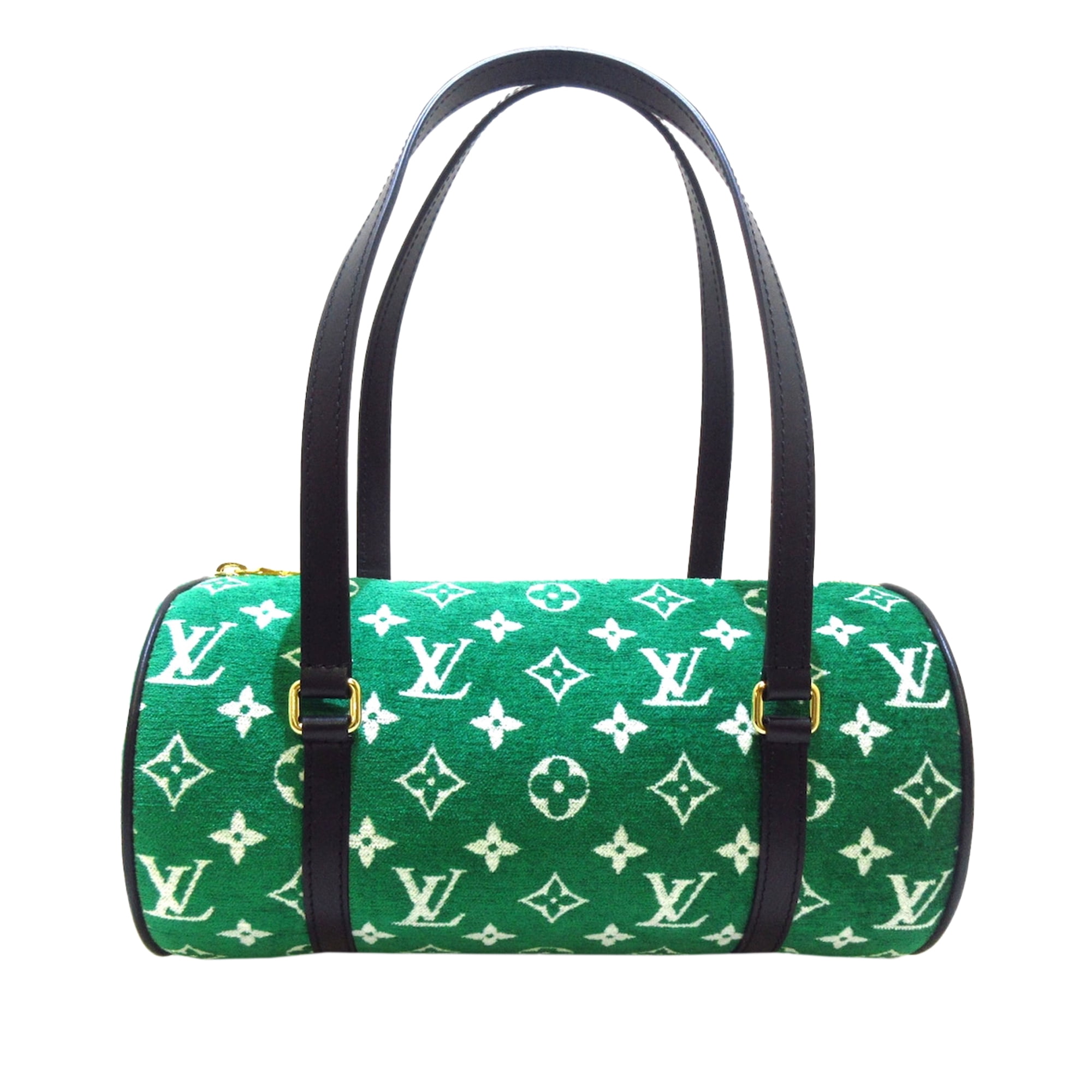 Unisex Pre-Owned Authenticated Louis Vuitton Monogram Velvet Papillon  Jacquard Fabric Green Shoulder Bag 