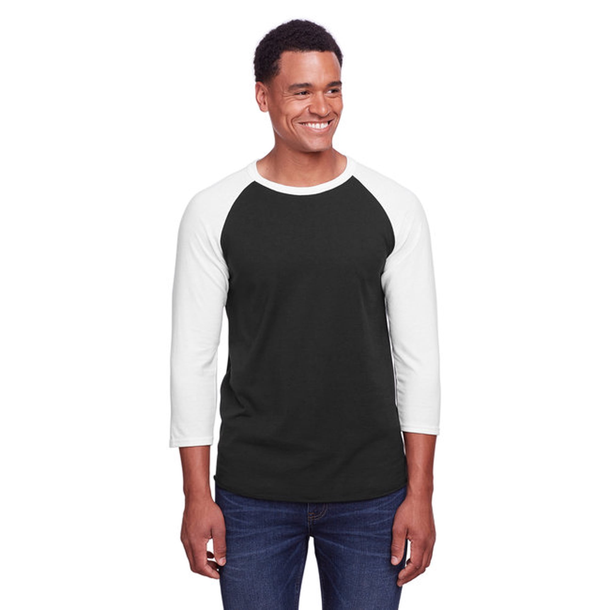 Unisex Premium Blend Ring-Spun 3/4 Sleeve Raglan T-Shirt - BLACK INK/ WHITE  - XL - Walmart.com