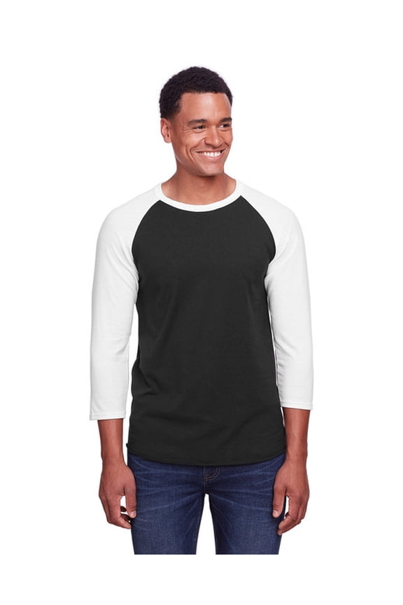 Unisex Premium Blend Ring-Spun 3/4 Sleeve Raglan T-Shirt - BLACK INK/ WHITE - XL