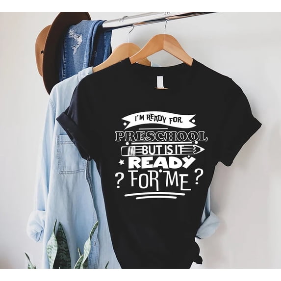 Unisex Preschool Team Ready For School T-Shirt Cotton Graphic Tee-All Size S-5Xl