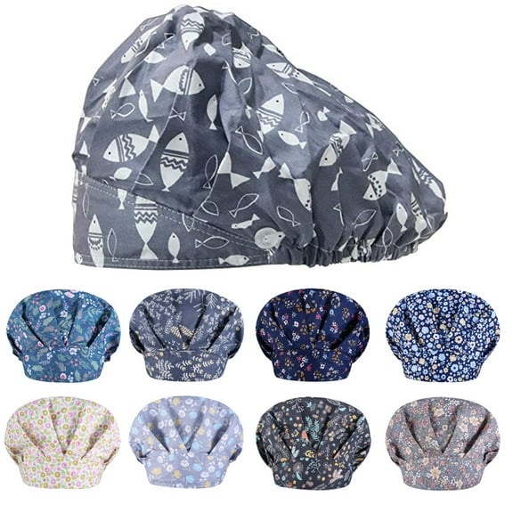 Unisex Printed Cotton Surgical Cap Adjustable Medical Scrub Hat for Healthcare Professionals